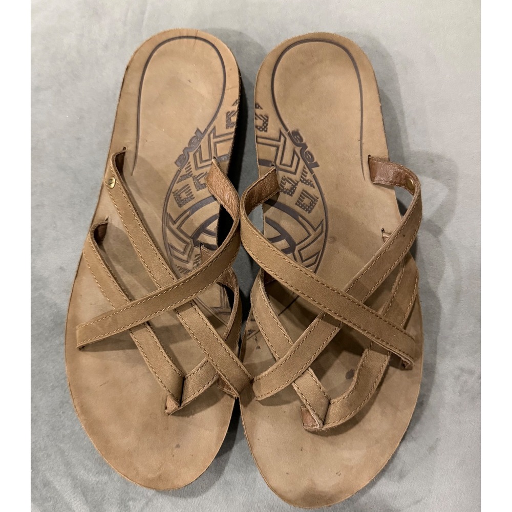 Teva Olowahu Brown Leather Strappy Mush Sole Sandals 1004830 Womens 9